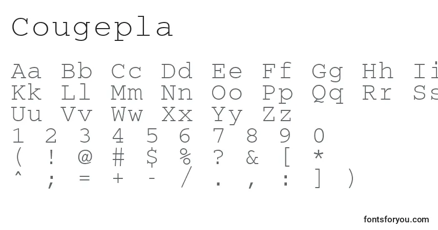 Schriftart Cougepla – Alphabet, Zahlen, spezielle Symbole