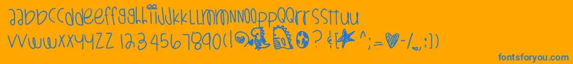 Dinosaursarealive-Schriftart – Blaue Schriften auf orangefarbenem Hintergrund