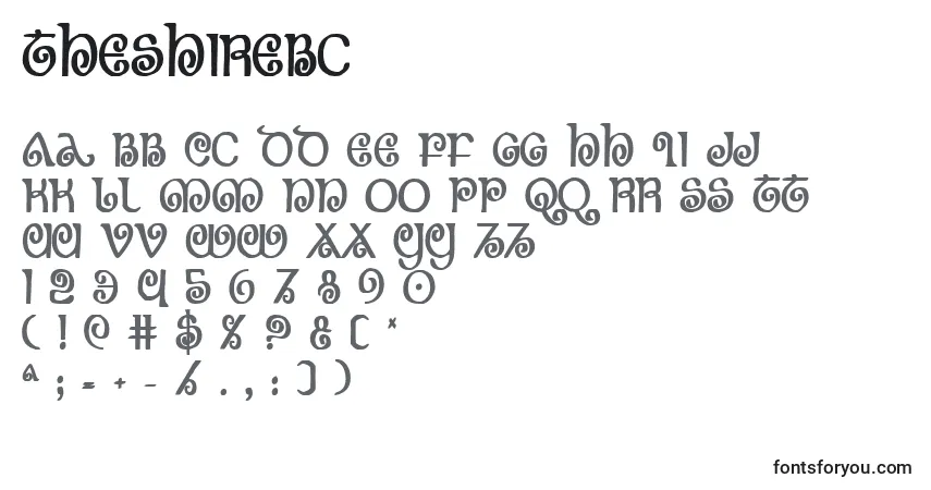 Czcionka Theshirebc – alfabet, cyfry, specjalne znaki