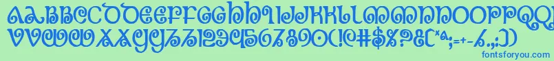 フォントTheshirebc – 青い文字は緑の背景です。