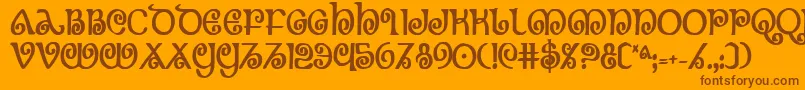 Theshirebc-Schriftart – Braune Schriften auf orangefarbenem Hintergrund