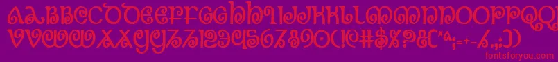 Theshirebc-Schriftart – Rote Schriften auf violettem Hintergrund