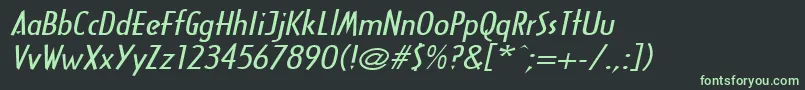 Czcionka ArcanebroadItalic – zielone czcionki na czarnym tle