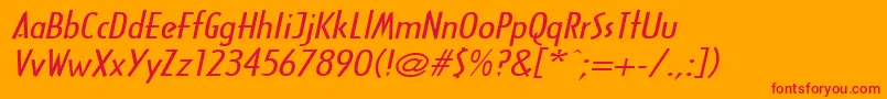 フォントArcanebroadItalic – オレンジの背景に赤い文字