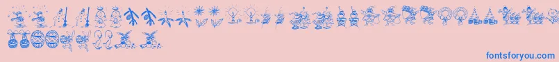 Holidayfont-Schriftart – Blaue Schriften auf rosa Hintergrund