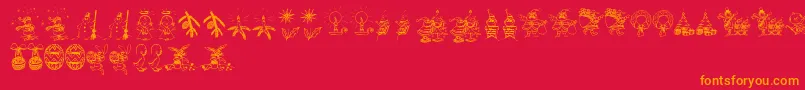 フォントHolidayfont – 赤い背景にオレンジの文字