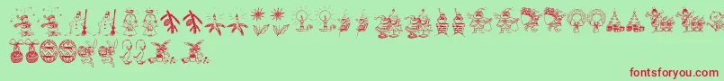Holidayfont-Schriftart – Rote Schriften auf grünem Hintergrund
