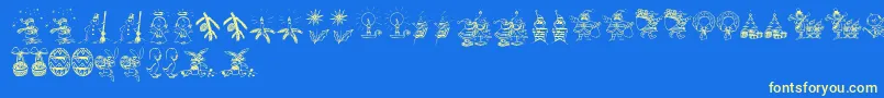 Holidayfont Font – Yellow Fonts on Blue Background