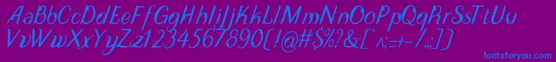 DisguiseDisplayItalic-Schriftart – Blaue Schriften auf violettem Hintergrund