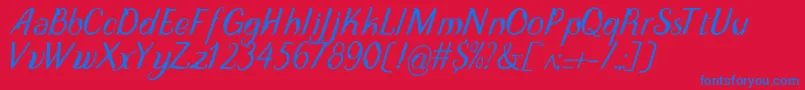 Czcionka DisguiseDisplayItalic – niebieskie czcionki na czerwonym tle