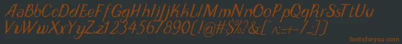 DisguiseDisplayItalic-fontti – ruskeat fontit mustalla taustalla