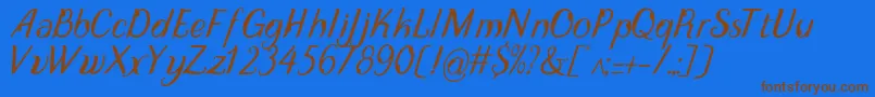 DisguiseDisplayItalic-fontti – ruskeat fontit sinisellä taustalla
