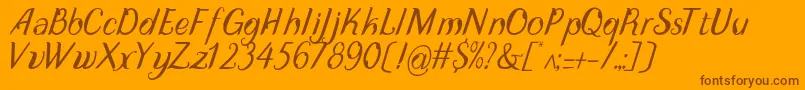Fonte DisguiseDisplayItalic – fontes marrons em um fundo laranja