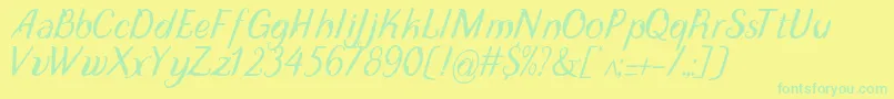 DisguiseDisplayItalic-Schriftart – Grüne Schriften auf gelbem Hintergrund