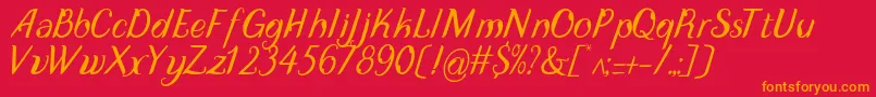 フォントDisguiseDisplayItalic – 赤い背景にオレンジの文字