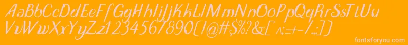 Fonte DisguiseDisplayItalic – fontes rosa em um fundo laranja