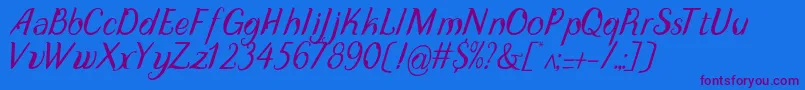 DisguiseDisplayItalic Font – Purple Fonts on Blue Background