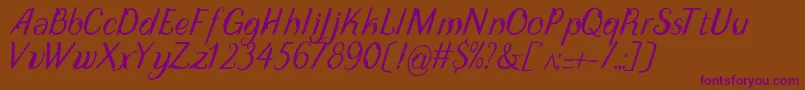 Fonte DisguiseDisplayItalic – fontes roxas em um fundo marrom