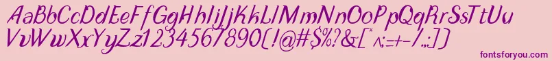 DisguiseDisplayItalic-Schriftart – Violette Schriften auf rosa Hintergrund