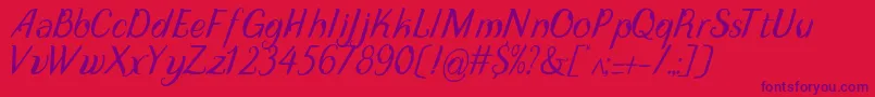 DisguiseDisplayItalic-Schriftart – Violette Schriften auf rotem Hintergrund