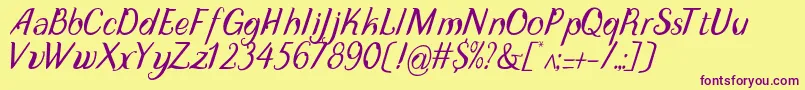 Police DisguiseDisplayItalic – polices violettes sur fond jaune