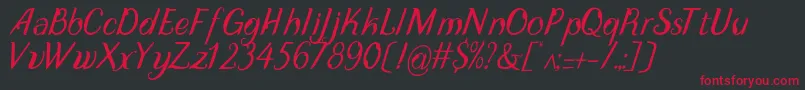 DisguiseDisplayItalic-fontti – punaiset fontit mustalla taustalla