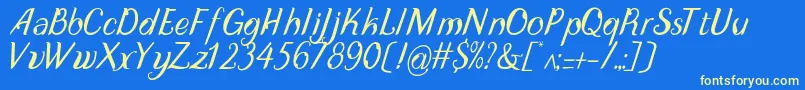 フォントDisguiseDisplayItalic – 黄色の文字、青い背景