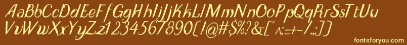 DisguiseDisplayItalic Font – Yellow Fonts on Brown Background