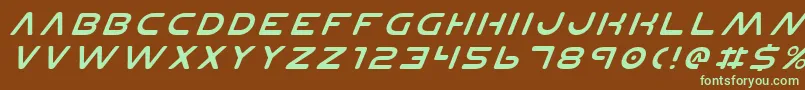 PlanetNItalic-fontti – vihreät fontit ruskealla taustalla