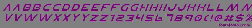 フォントPlanetNItalic – 紫色のフォント、灰色の背景