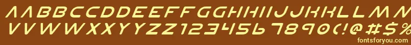 PlanetNItalic-fontti – keltaiset fontit ruskealla taustalla