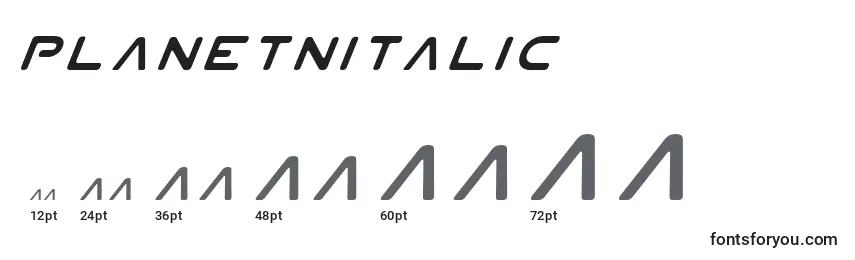 PlanetNItalic Font Sizes