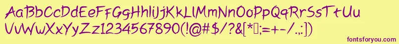 Peyoriregular Font – Purple Fonts on Yellow Background