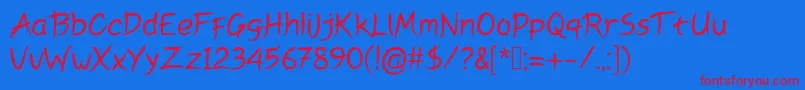 Peyoriregular Font – Red Fonts on Blue Background