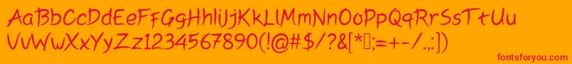 Peyoriregular-Schriftart – Rote Schriften auf orangefarbenem Hintergrund