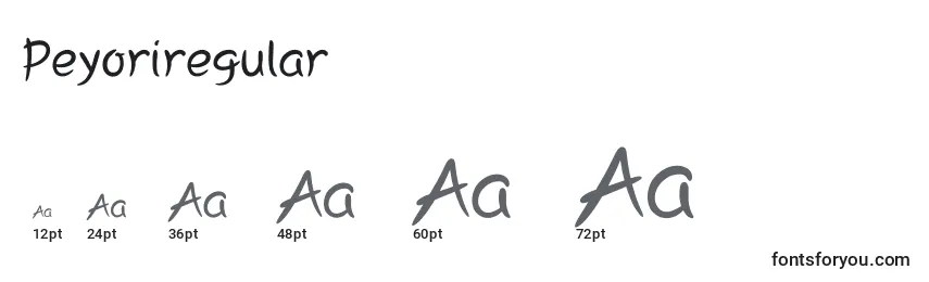 Размеры шрифта Peyoriregular