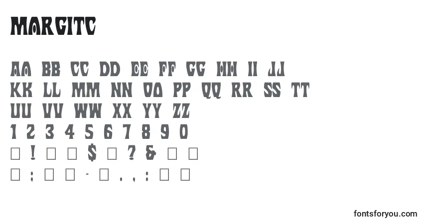 A fonte Margitc – alfabeto, números, caracteres especiais