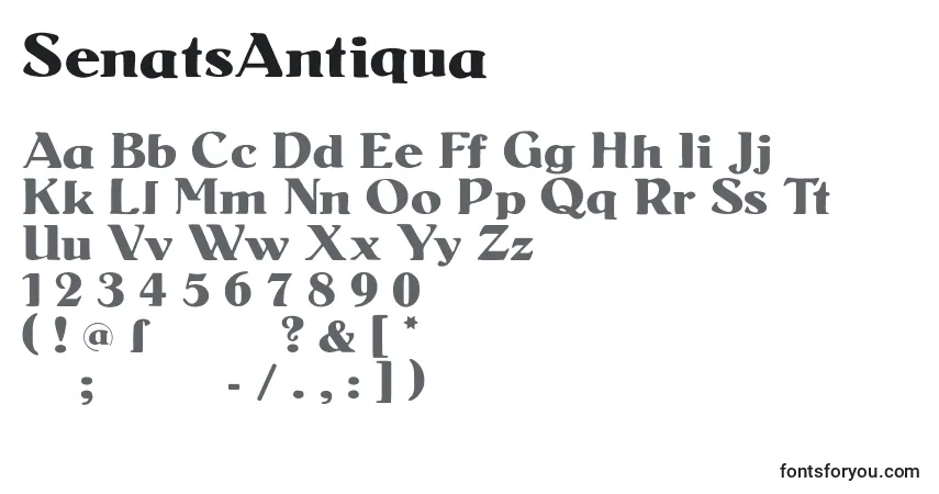 A fonte SenatsAntiqua – alfabeto, números, caracteres especiais