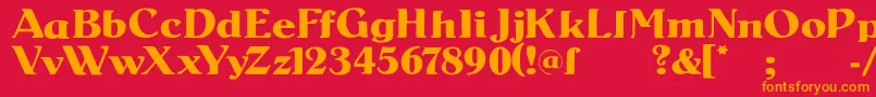 SenatsAntiqua-Schriftart – Orangefarbene Schriften auf rotem Hintergrund