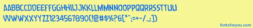 Wormcuisinerotate Font – Blue Fonts on Yellow Background