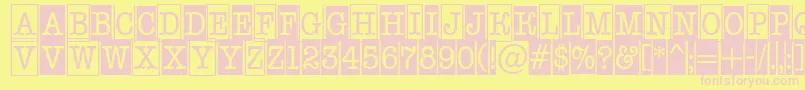 AOldtypernrcmcmb1-fontti – vaaleanpunaiset fontit keltaisella taustalla