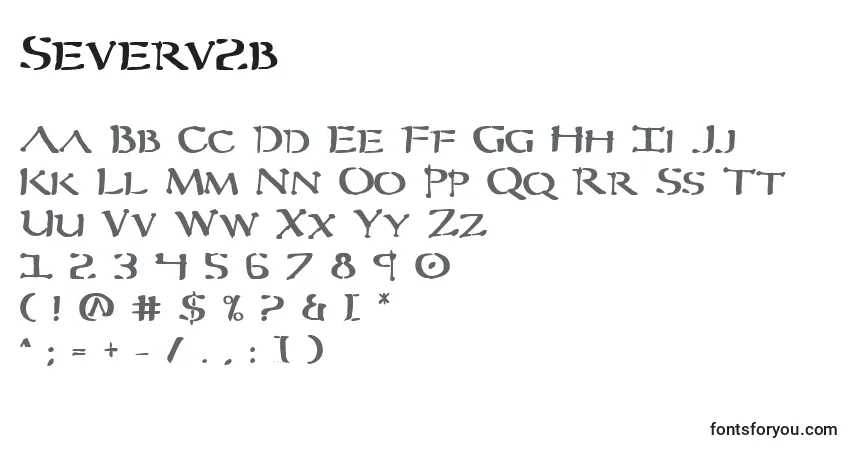 Schriftart Severv2b – Alphabet, Zahlen, spezielle Symbole