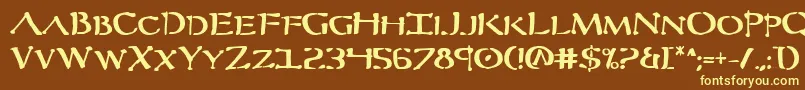 Severv2b-fontti – keltaiset fontit ruskealla taustalla