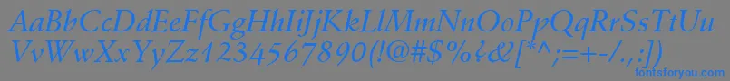 DeutchMediumSsiMediumItalic Font – Blue Fonts on Gray Background