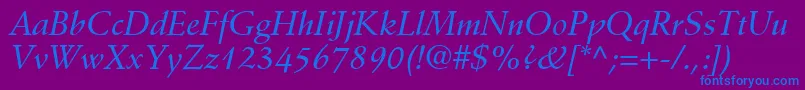 フォントDeutchMediumSsiMediumItalic – 紫色の背景に青い文字