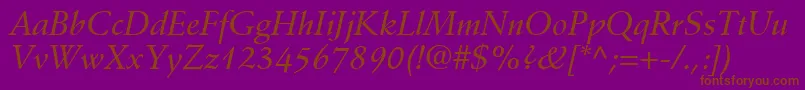 DeutchMediumSsiMediumItalic Font – Brown Fonts on Purple Background
