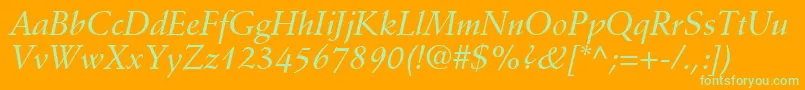 DeutchMediumSsiMediumItalic Font – Green Fonts on Orange Background