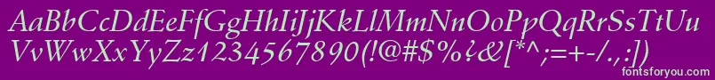 DeutchMediumSsiMediumItalic Font – Green Fonts on Purple Background