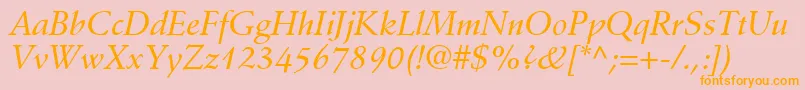 DeutchMediumSsiMediumItalic Font – Orange Fonts on Pink Background