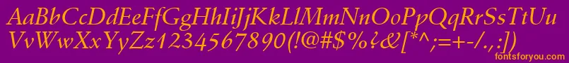 DeutchMediumSsiMediumItalic Font – Orange Fonts on Purple Background